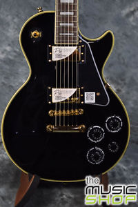 New Epiphone Les Paul Custom Pro Electric Guitar in Ebony/Black with Hard Case