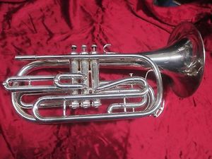 Nice King 1130 Silver Flugabone Outfit!   Marching Trombone!  Ready to Play.