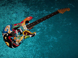 Wow USA FENDER American strat Stratocaster guitar custom paint job vintage desig