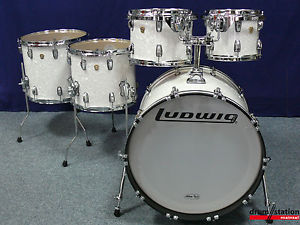 Ludwig USA Classic Maple Shellset in "White Marine"  -  22,10,12,14,16"