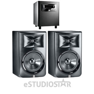 JBL LSR308 Powered Studio Monitors (PAIR) w/ 1 JBL LSR310S Subwoofer