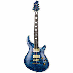 ESP E-II Mystique NT QM Marine Blue MARBL B-STOCK Electric Guitar with Hard Case
