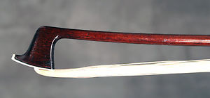 A very fine old German certified violin bow by Johann Wilhelm Knopf, ca. 1875.