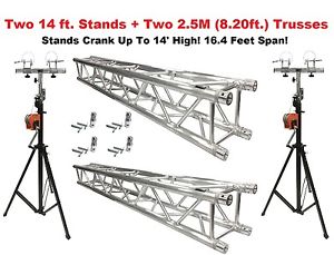 Two 14' Crank Up Stands With Two 8.20' Square Aluminum Truss Segments Package