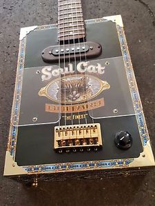 The "Snakeskin" 6 Black Soul Cat Cigar Box Guitar