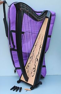 Mikel Saffron Lever Harp 34 Strings Black with Delux Carry Bag VAT Free Delivery