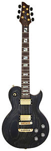NEW ARIA PRO II - PE-LUX BLACK & GOLD STAINED ELECTRIC GUITAR