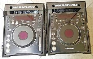 Pair of Pioneer CDJ-1000 MK3 CD DJ Turntables W/ BLUE MARATHON FLIGHT ROAD CASE