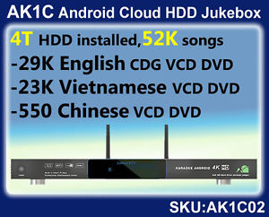 Android Cloud HDD Karaoke Jukebox,4TB,Vietnamese+English +Chinese songs