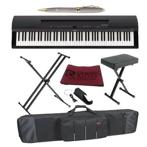 Yamaha P255 Digital Piano Black - Carrying Bag Portable Bundle