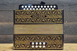 Hohner Vienna 2815 Pokerwork in A-D 2-Row 8-Bass Diatonic Accordion