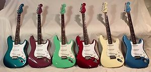 1995, 1996 FENDER STRATOCASTER  W/MATCHING HEADSTOCK COMPLETE COLLECTION OF 6