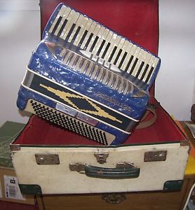 120 Bass Guerrini & Son Accordian Vintage Rare Blue Color