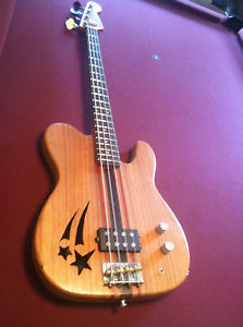 "Shooting Star" A Custom Semi Hollowbody Exotic Wood Bass Guitar
