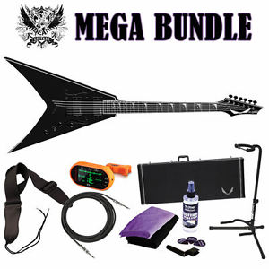 DEAN V Dave Mustaine Stradi VMNT Classic Black CBK Guitar NEW - MEGA BUNDLE!