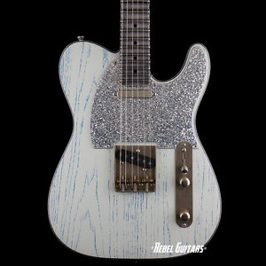 Palir Guitars Mojo Titan in Pelham Blue & White w/ Sparkle Binding Lollar Tele