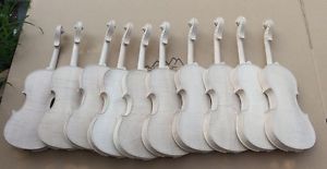 10 pcs 4/4 violin unfinished flame maple back Russian spruce top white violin