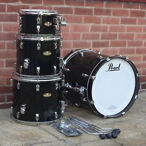 2003 Pearl Masterworks Piano Black 4 Piece Drum Kit 20 16 14 12 NEAR MINT