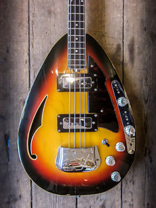 1960s VOX TEARDROP BASS SUNBURST CLASSIC VINTAGE GUITAR HARDSHELL CASE