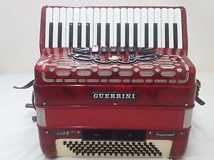 Red Guerrini Lady Piano Accordion 80 Bass Musette Italy