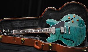 2016 Gibson Memphis ES-335 Figured Ltd. Turquoise Thin Body Semi-Hollow  *631