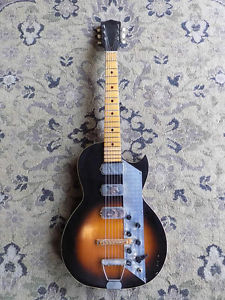 1960s Kay Value Leader K1963 Triple Pickup electric guitar DARK SUNBURST usa
