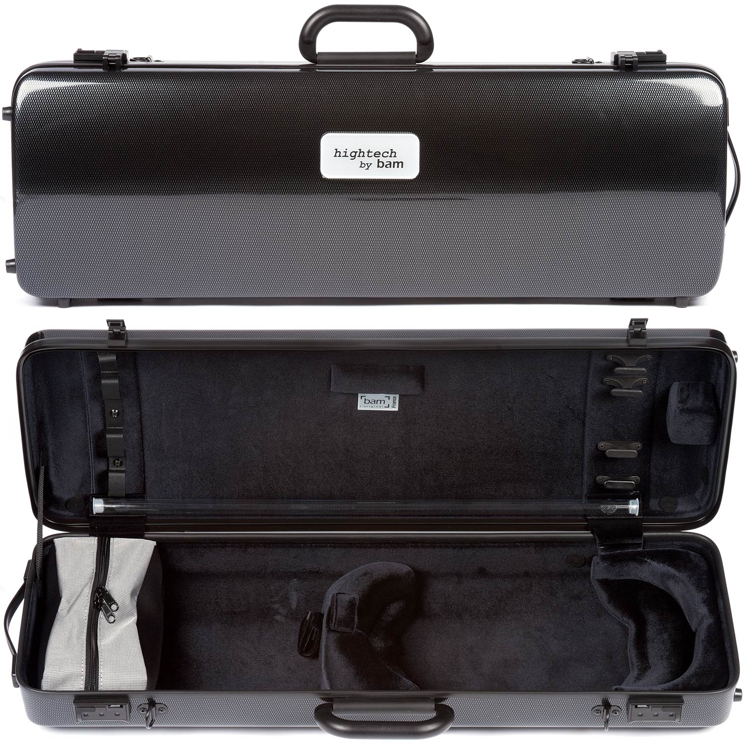 Bam France 2110XL Hightech 4/4 Violin Case: Black Carbon-Look Finish