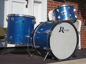 Vintage 60's Rogers 3pc Drum set,KIT, Cleveland Holiday, 20 ,16,13,Blue sparkle
