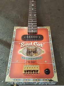 "Snakeskin"6 Red Soul Cat Cigar Box Guitar