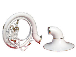 SOUSAPHONE BIG 24''BELL W/CARRY BAG"BB WHITE COLOUR SURAJMUKHI,TUBA BRASS MADE.