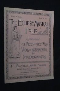 Rare Antique Sheet Music The Eclipse Musical Folio H. Franklin Jones Brooklyn NY