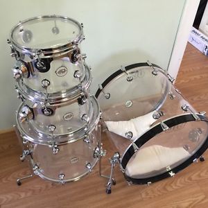 DW 4pc Design Series Clear Acrylic Drum Set MINT 10 12 16 22