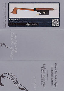 A fine French certified violin bow by L. BAZIN, ca. 1945.