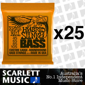 25x Ernie Ball Hybrid Slinky 2833 45-105 Electric Bass Strings *SET OF 25 PACKS*