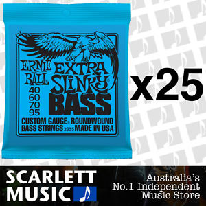 25x Ernie Ball Extra Slinky 2835 40-95 Electric Bass Strings *SET OF 25 PACKS*