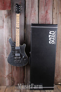 Sozo Z Series Z1LZRTBK Electric Guitar Laser Etch Trans Black w Hardshell Case