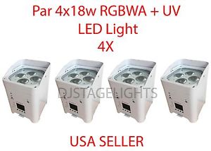 LOT DJ PAR 4x18w LED LIGHT RGBWA UV 6in1 WIRELESS REMOTE DMX BATTERY STAGE 4PC