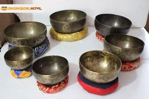 Chakra Healing Tibetan Singing Bowl Set of 7 Hand Hammered Tibetan Meditation