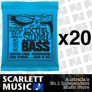 20x Ernie Ball Extra Slinky 2835 40-95 Electric Bass Strings *SET OF 20 PACKS*
