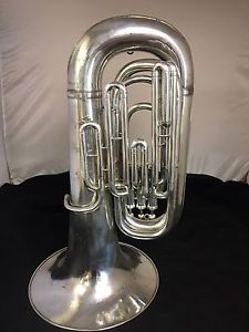Conn 10J 3/4 Size 3 Valve Silver Plated Tuba BBb w/New Case and Mouthpiece