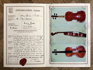 VIOLIN ENRICO PIRETTI, Bologna 1989, Certificate Stefano Conia, old italian