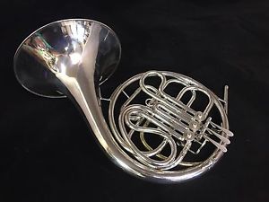 Conn Elkhart Silver Plated Single French Horn w/Conn Used Case. New Mouthpiece