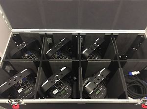6X Elation 5W RGBA OptiQA Par W/Mega Claws, PowerCon Barrels, PCON Cable Network