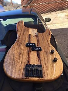 Fender Precision Style Bass Body Black Korina Fully Loaded Chambered...