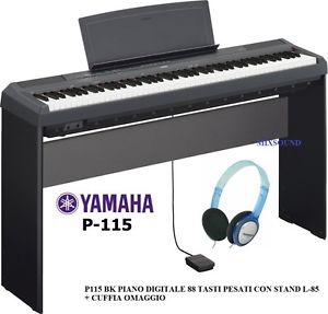 YAMAHA P115 BK PIANO DIGITALE 88 TASTI PESATI CON STAND L-85 + CUFFIA OMAGGIO