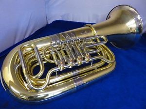 MIRAPHONE BBb BRASS 4 VALVE ROTARY TUBA COMPLETELY RESTORED!!!