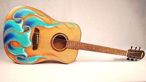 Blueberry Handmade Dreadnought Guitar "Flow" Hand Painted by Valeriya Khomar