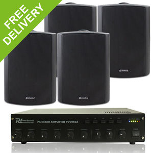 4x Adastra White Outdoor Background Music Garden Speakers Amp PA System 60W