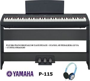 YAMAHA P115 BK PIANO 88 TASTI PESATI KIT STAND L-85 + PEDALIERA LP-5A + CUFFIA
