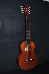 MELE HANDMADE SOLID MAHOGANY 8-STRING TENOR  UKULELE ebony trim geared tuners